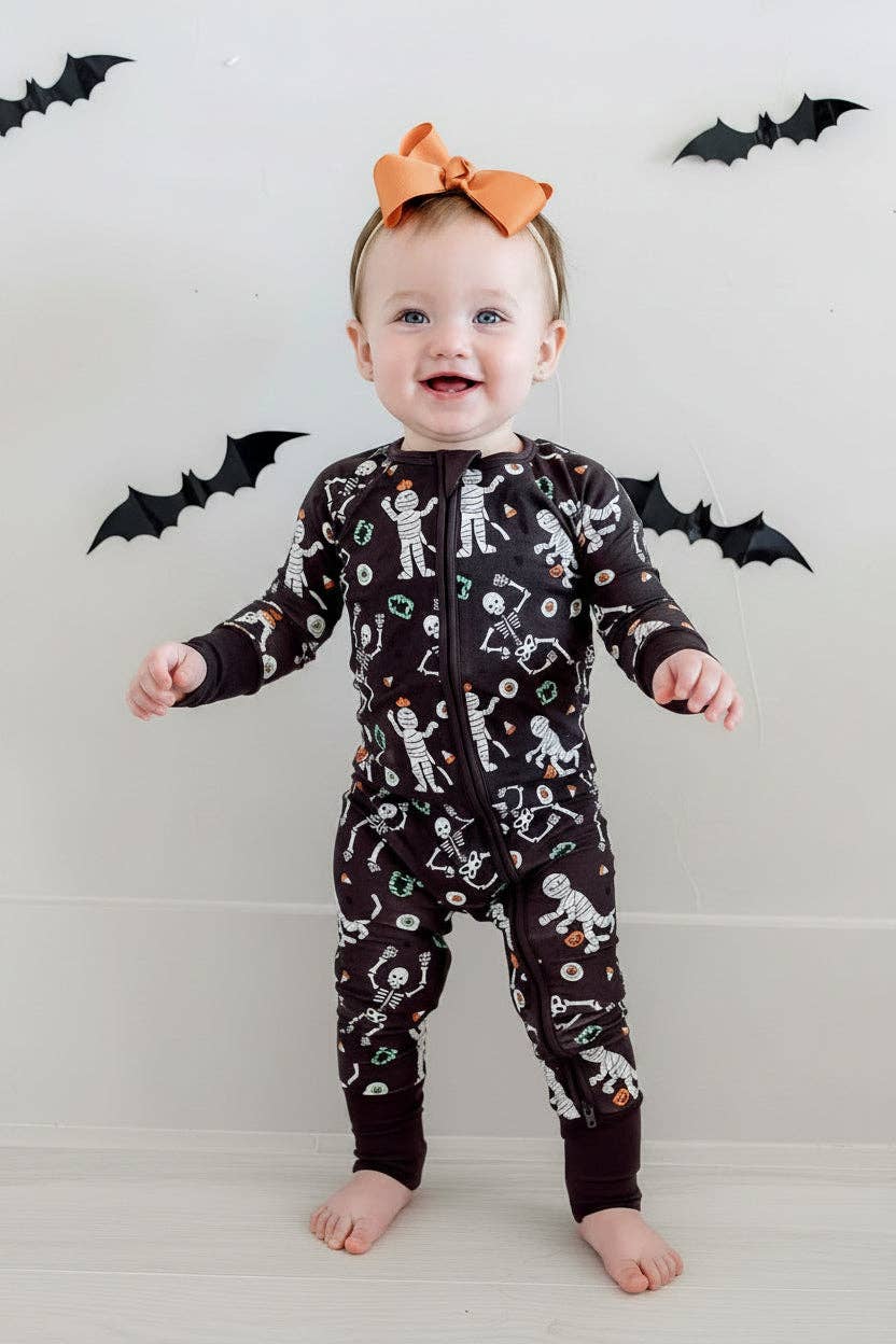 Halloween Glow-in-the-Dark Convertible Bamboo Zip Romper | Eye Want Candy