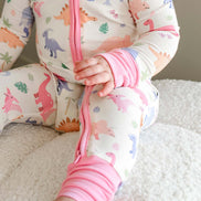 Convertible Bamboo Zip Romper | Little Fossil Pink