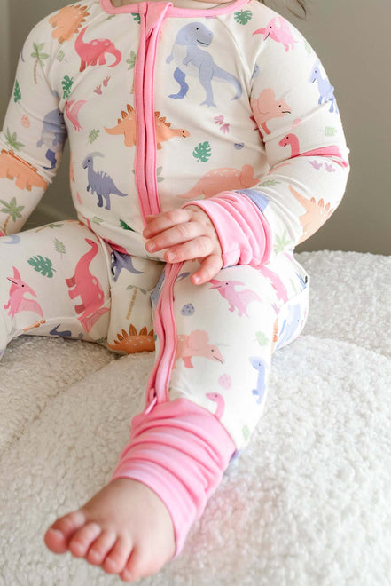 Convertible Bamboo Zip Romper | Little Fossil Pink