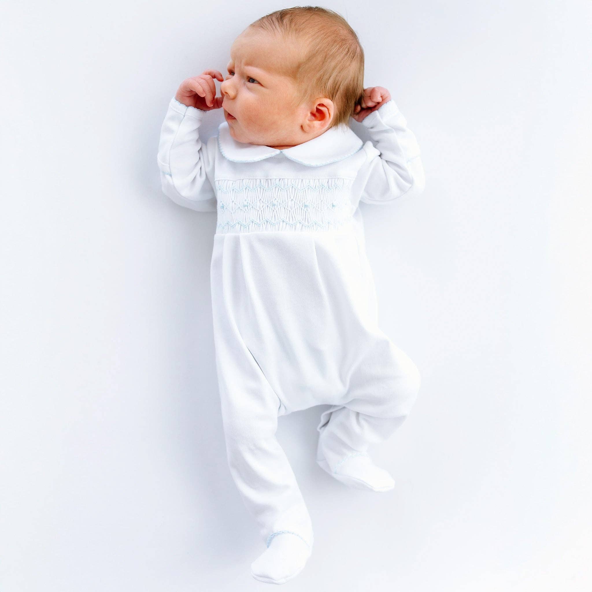 Landon's Classics Smocked Footie - Light Blue