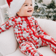 Christmas Bamboo Convertible Zipper Romper | Cozy Claus