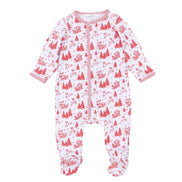 Holiday Toile Footie - Red