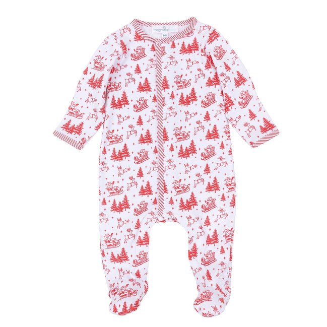 Holiday Toile Footie - Red