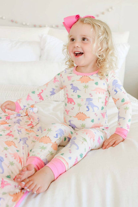 Two-Piece Bamboo Pajama Set | Little Fossil Pink