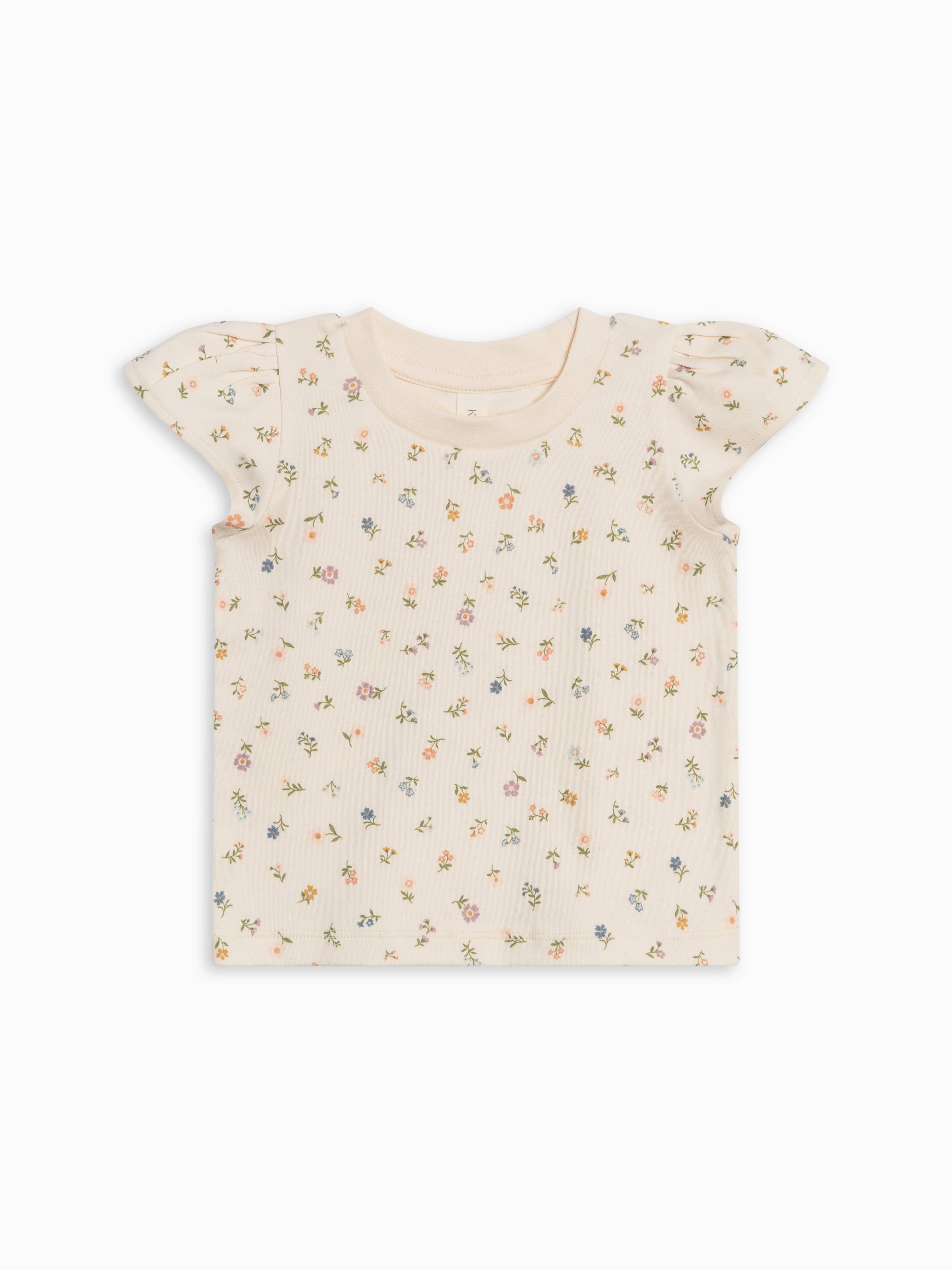 Pearl Petal Sleeve Tee - Petaline Floral / Fog + Fern