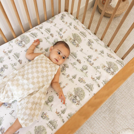 Premium Knit Fitted Crib Sheet - Hundred Acre Wood