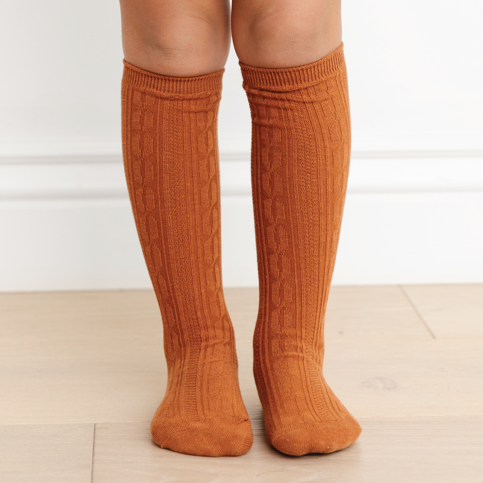 Sugar Almond Cable Knit Knee High Socks