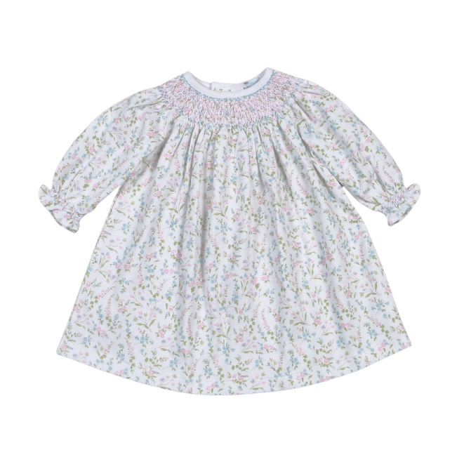 Vivian Floral Pima Hand Smk Bishop Dress