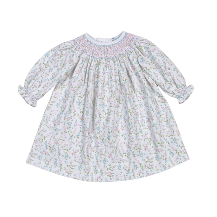 Vivian Floral Pima Hand Smk Bishop Dress