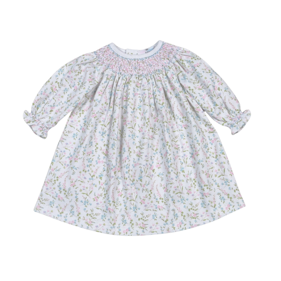 Vivian Floral Pima Hand Smk Bishop Dress