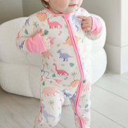 Convertible Bamboo Zip Romper | Little Fossil Pink