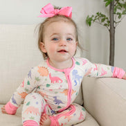 Convertible Bamboo Zip Romper | Little Fossil Pink