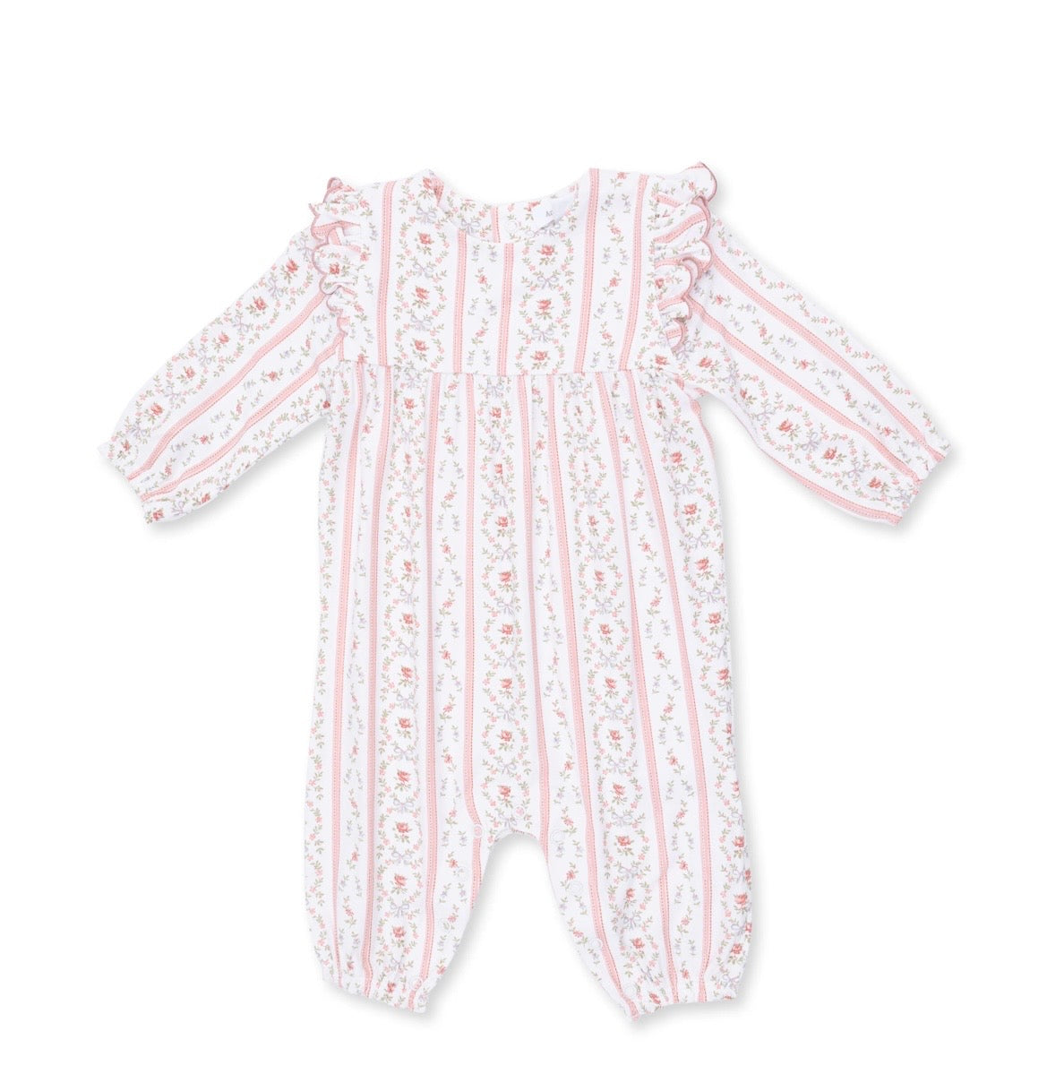 Marnie Rosebud Stripe - Long Sleeve Petal Ruffle Romper