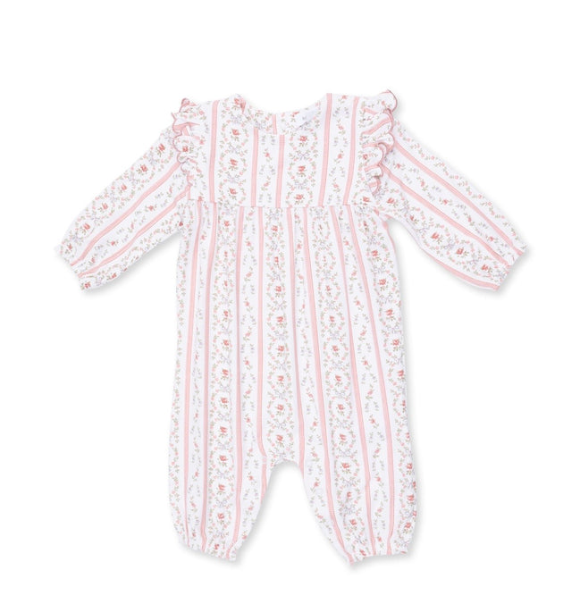 Marnie Rosebud Stripe - Long Sleeve Petal Ruffle Romper
