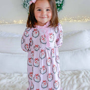 Girls' Long Sleeve Ruffle Christmas Nightgown | Jolly Wreaths
