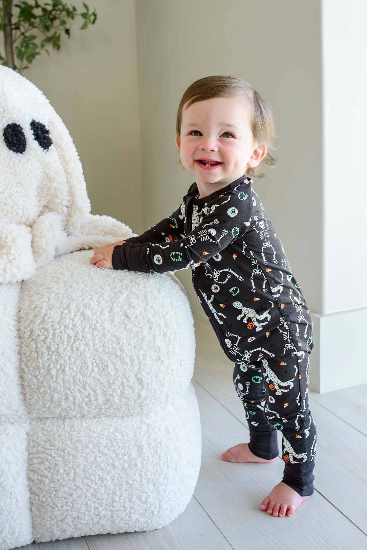 Halloween Glow-in-the-Dark Convertible Bamboo Zip Romper | Eye Want Candy