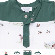 Pointer Pups and Duck Buddies - Romper with Contrast Sleeves