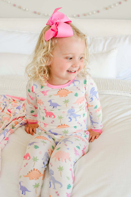 Two-Piece Bamboo Pajama Set | Little Fossil Pink