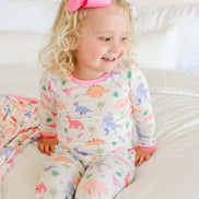 Two-Piece Bamboo Pajama Set | Little Fossil Pink