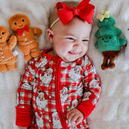 Christmas Bamboo Convertible Zipper Romper | Cozy Claus