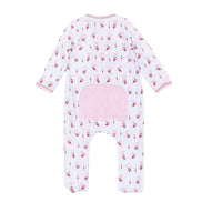 Jolly Ribbons Print Ruffle Zip Footie