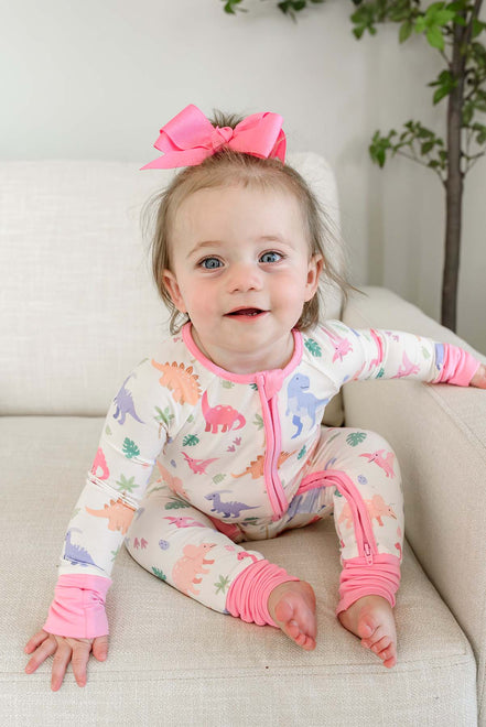 Convertible Bamboo Zip Romper | Little Fossil Pink