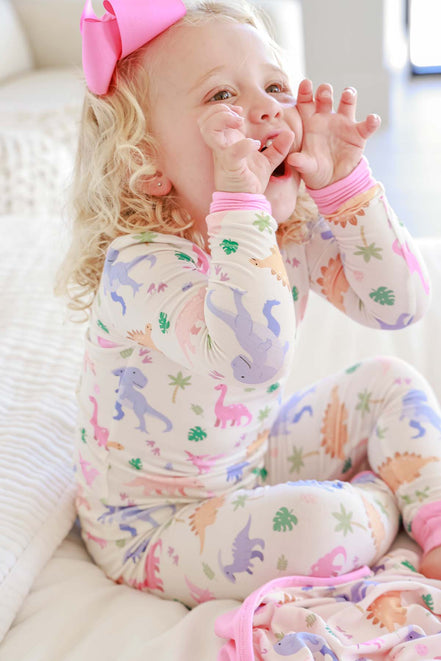 Two-Piece Bamboo Pajama Set | Little Fossil Pink