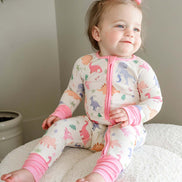 Convertible Bamboo Zip Romper | Little Fossil Pink