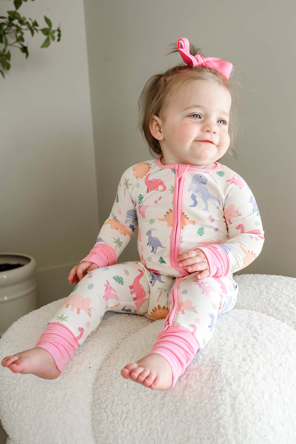 Convertible Bamboo Zip Romper | Little Fossil Pink