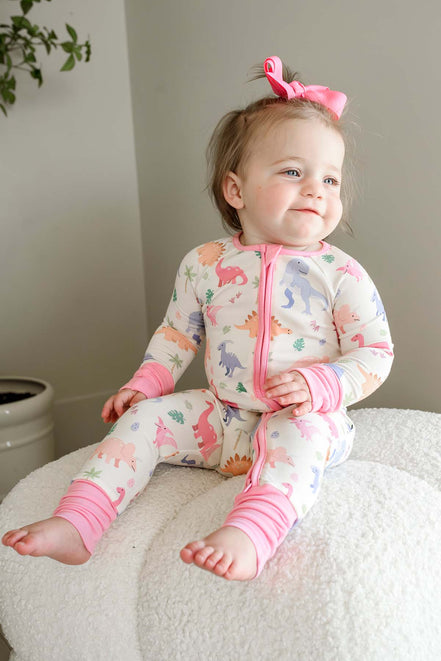 Convertible Bamboo Zip Romper | Little Fossil Pink