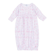 Wild West Toile Gathered Gown - Pink