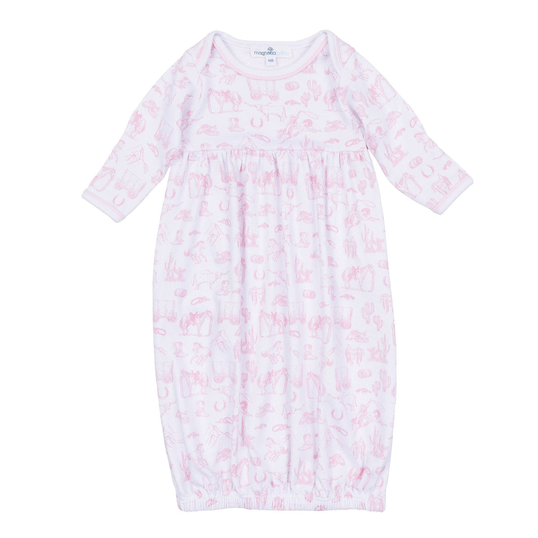 Wild West Toile Gathered Gown - Pink