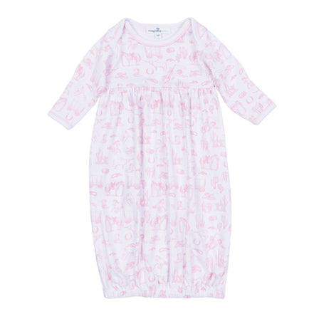 Wild West Toile Gathered Gown - Pink