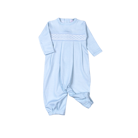BGG-111 Blue gingham clsssic Pima Hand Smocked Converter