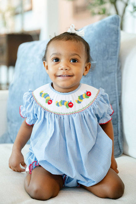 Back to School Caterpillar Smocked Birdie Bubble