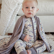 Convertible Bamboo Zip Romper | Camo Cutie