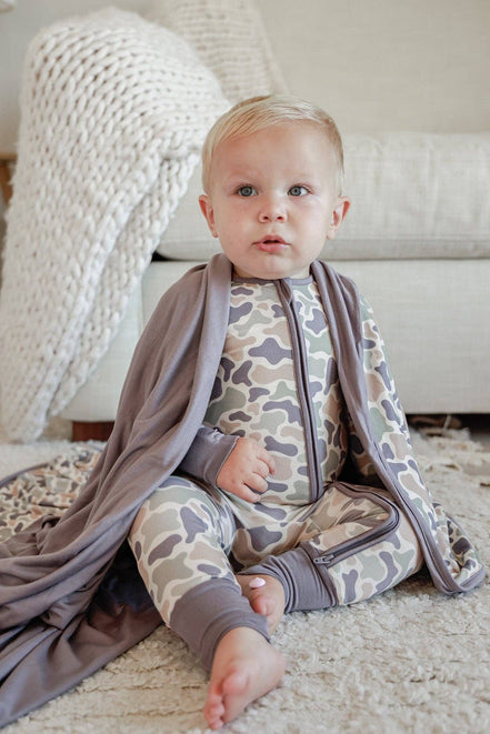 Convertible Bamboo Zip Romper | Camo Cutie
