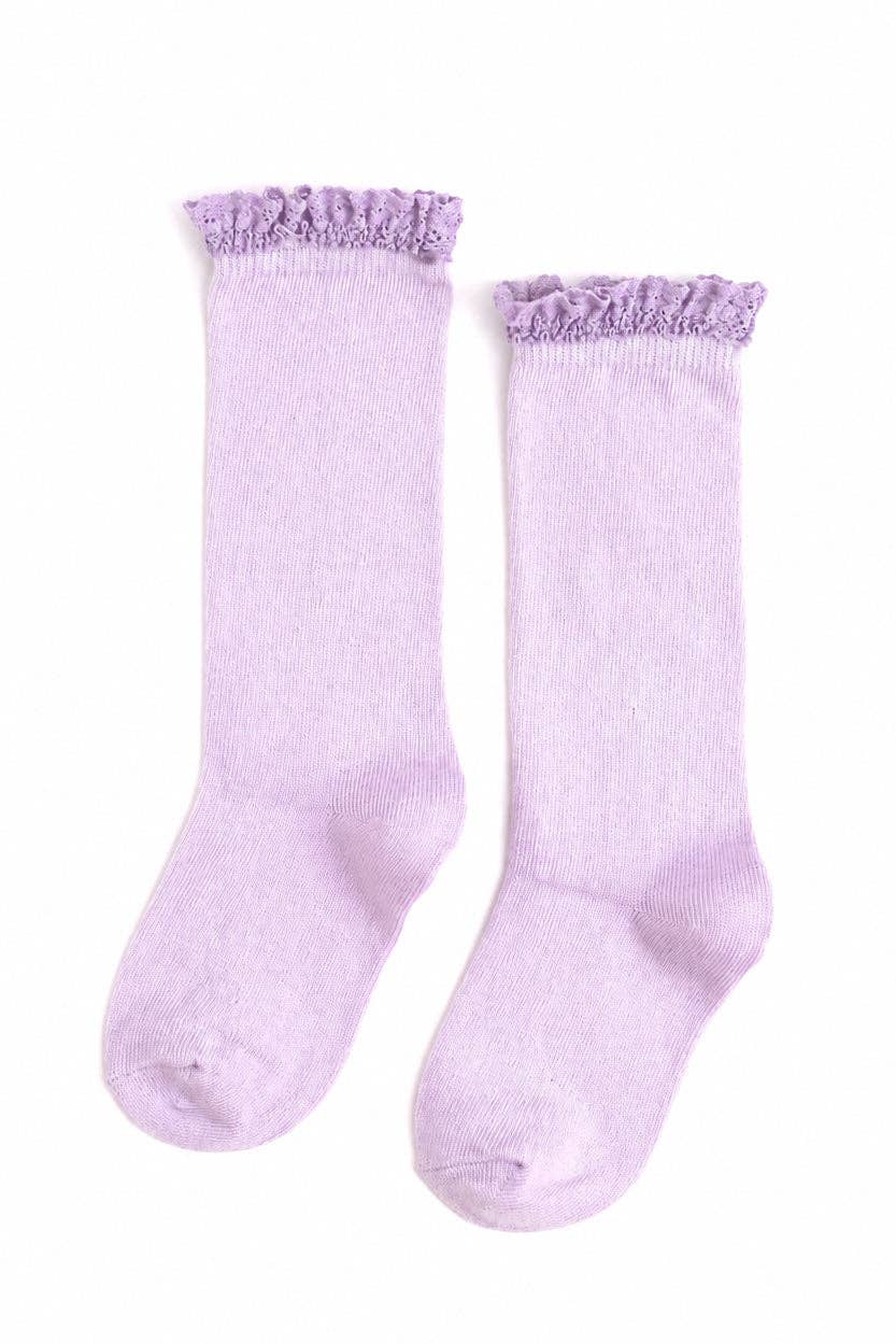 Lilac Lace Top Knee High Socks