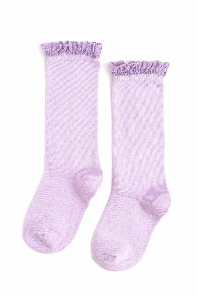 Lilac Lace Top Knee High Socks