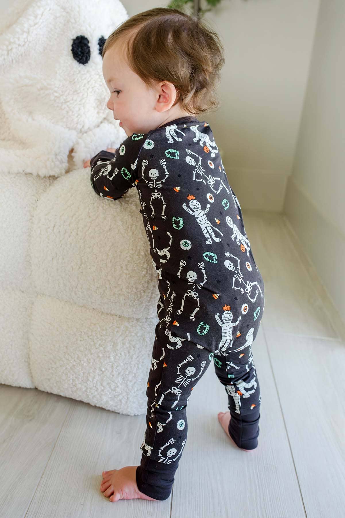 Halloween Glow-in-the-Dark Convertible Bamboo Zip Romper | Eye Want Candy