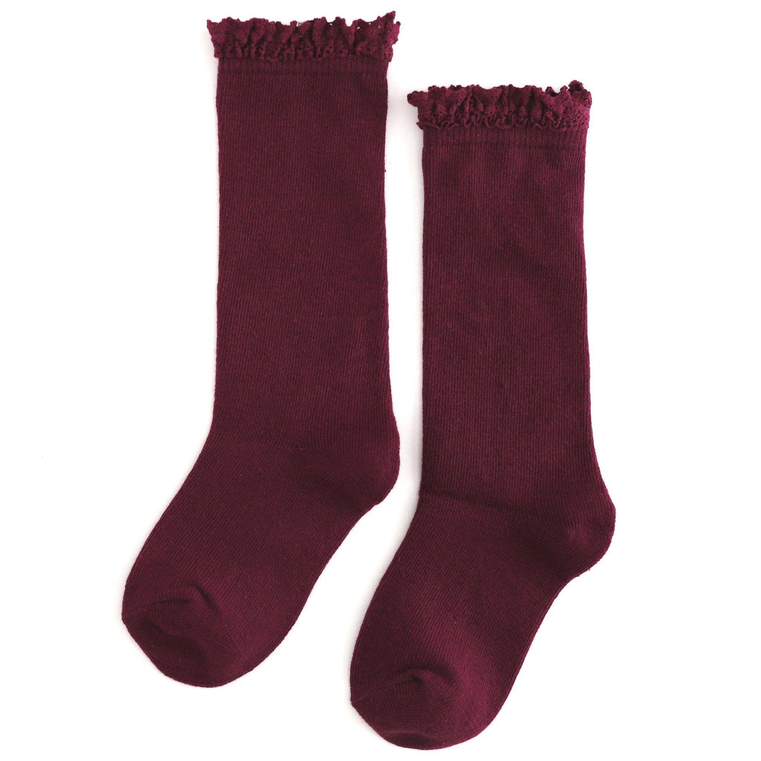 Burgundy Lace Top Knee High Socks