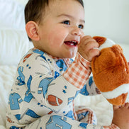 Bamboo Convertible Zipper Romper | Huddles & Cuddles Blue