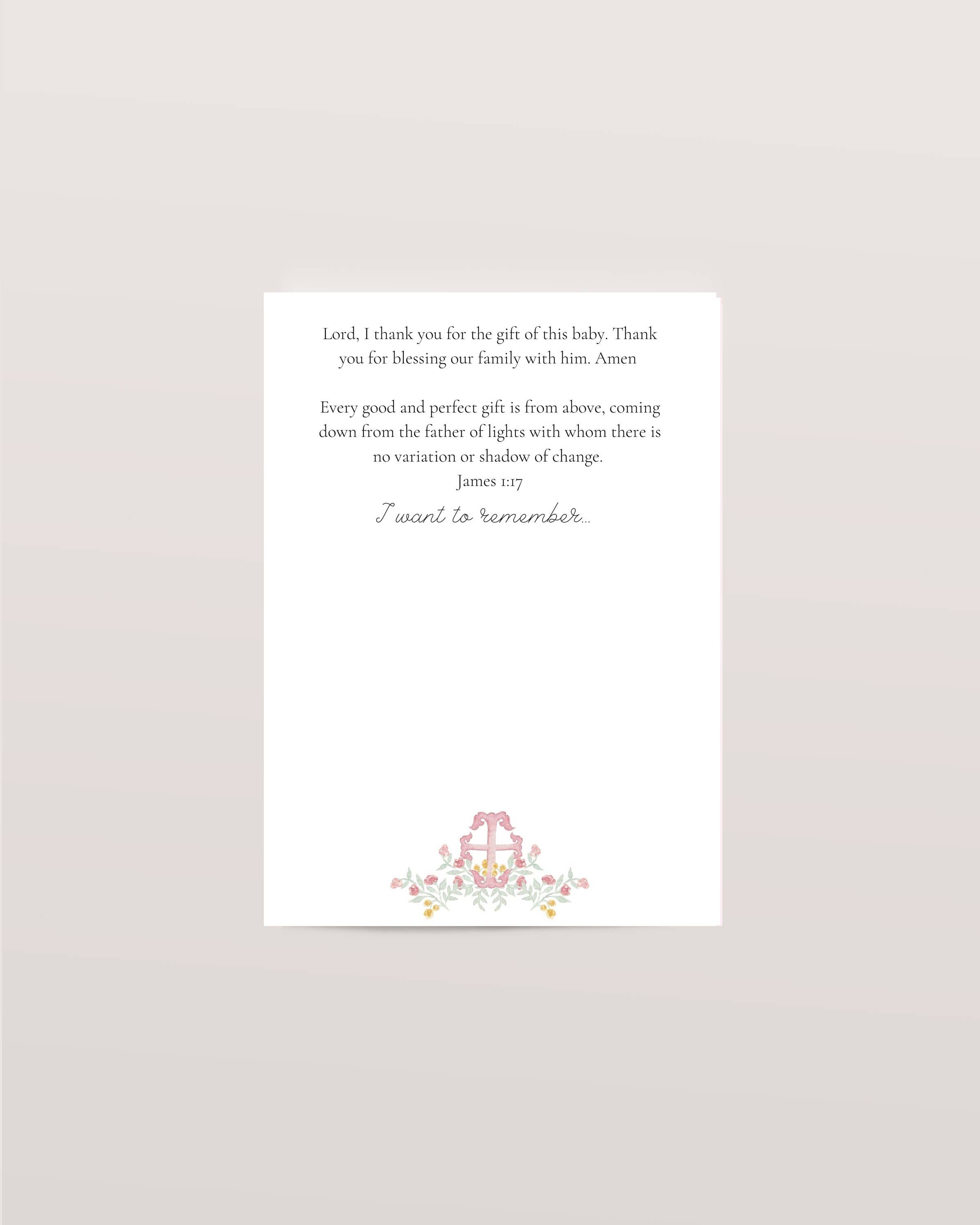 Baby Milestone Scripture Cards for Memory Keeping/ baby book (Pink)