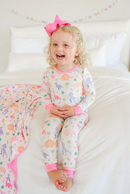 Two-Piece Bamboo Pajama Set | Little Fossil Pink
