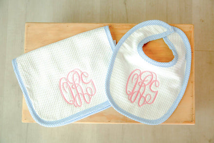 Bib / Burp Cloth Set - Blue