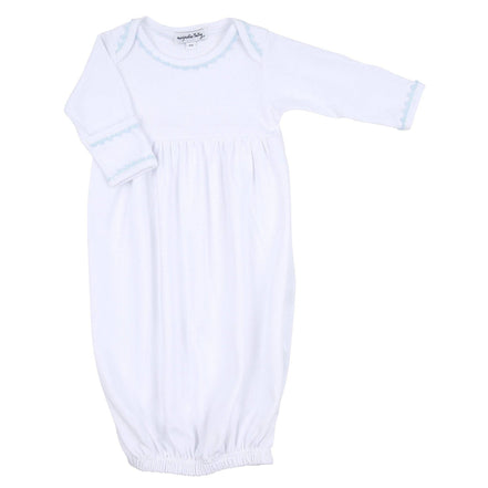 Baby Joy Gown with Blue Crochet Trim
