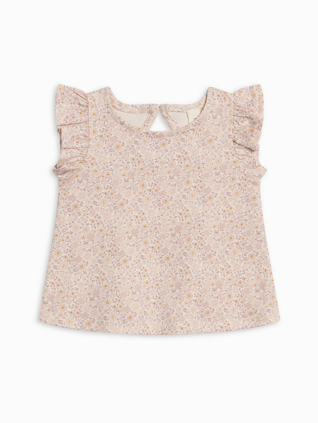 Ella Ruffle Sleeve Tank - Primrose / Fog + Shell