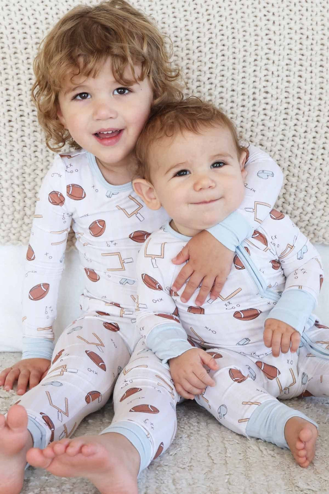 Tiny Touchdowns Two Piece Pajama Set | Neutral