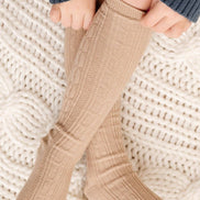 Oat Cable Knit Knee High Socks