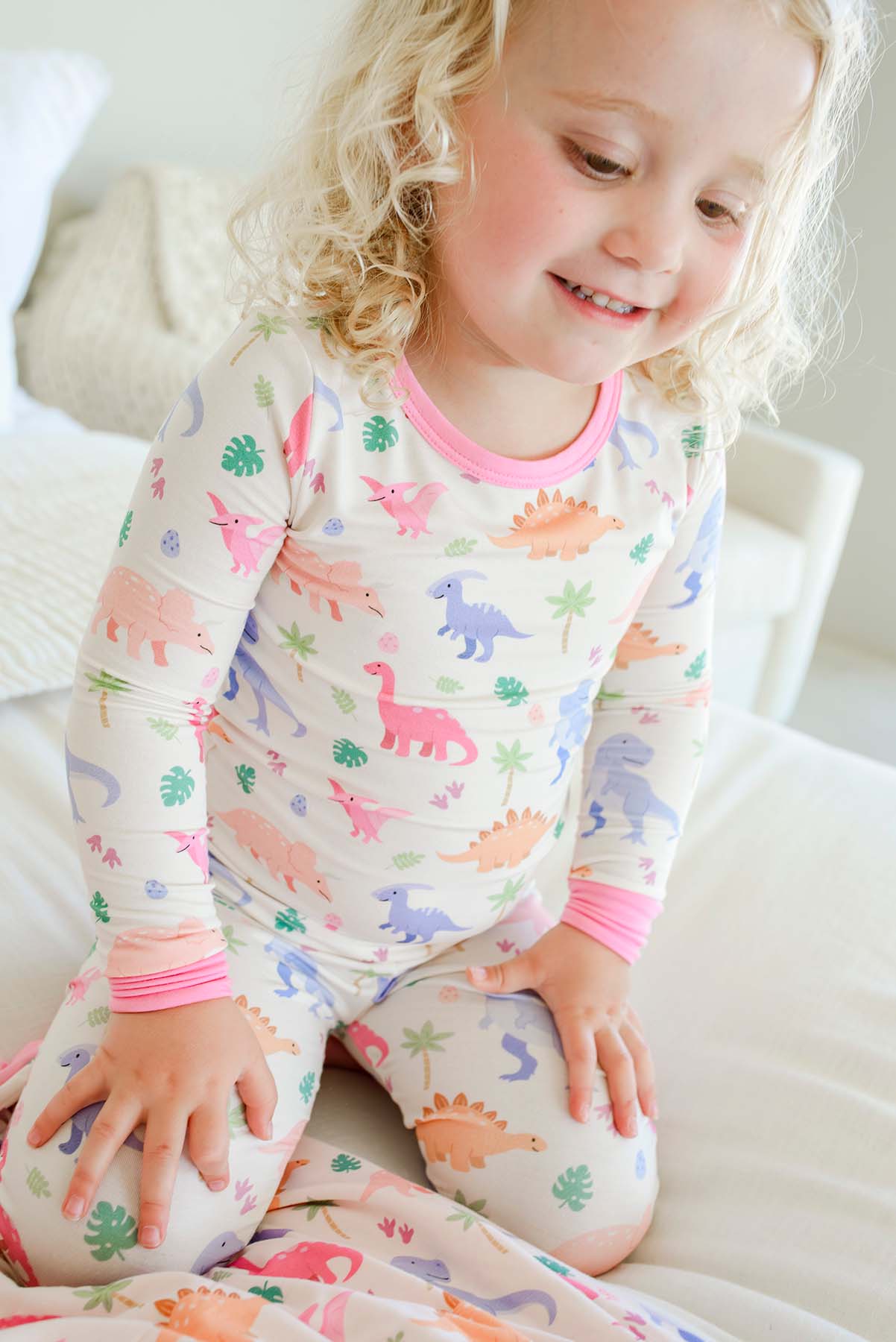Two-Piece Bamboo Pajama Set | Little Fossil Pink